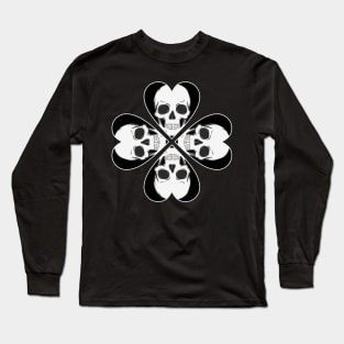 Skull four leaf heart clover birthday gift shirt 2 Long Sleeve T-Shirt